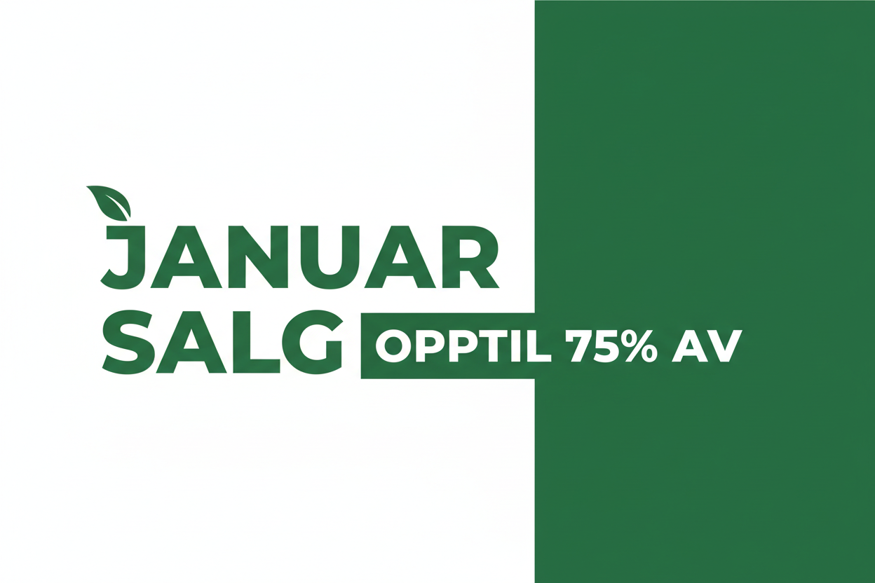 GENERER EN HVIT OG GRØNN BILKDE HVOR DET STÅR JANUAR SALG OPPTILL 75% AV. BRUK GRØNN FARGEN FRA LOGOEN